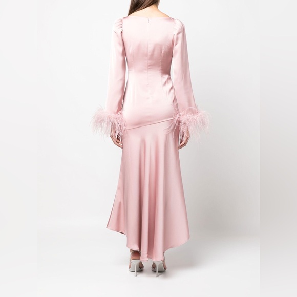 NWOT De La Vali Tupelo Satin Midi Dress Pink 4 - Picture 2 of 16